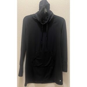 Yogalicious Black Mock Neck Pullover‎ Hoodie Size Medium Thumb Holes Luxury Soft